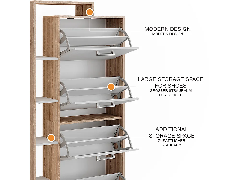 Le basculeur à chaussures blanc/sonoma 80x24.2x166.1 orlando