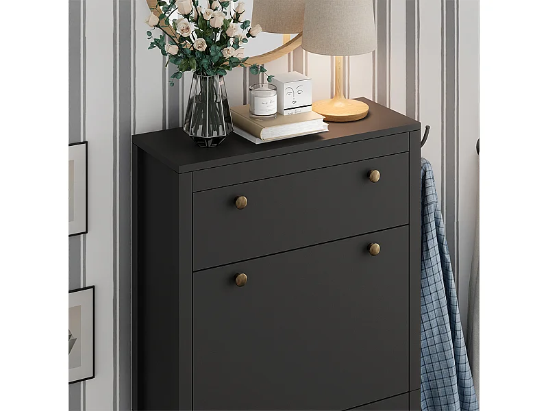 Schuhschrank schwarz 60x23.5x153 aron