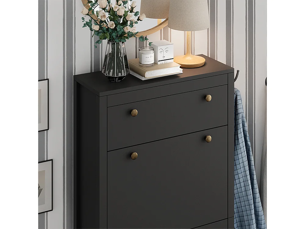 Schuhschrank schwarz 60x23.5x153 aron