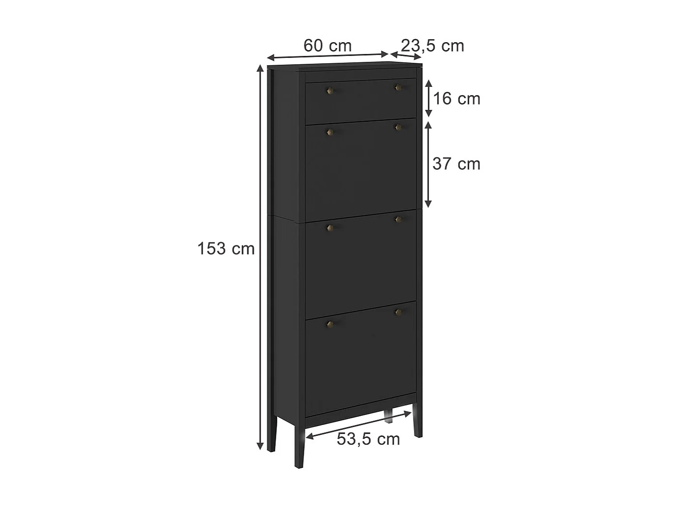 Armoire à chaussures noir 60x23.5x153 aron