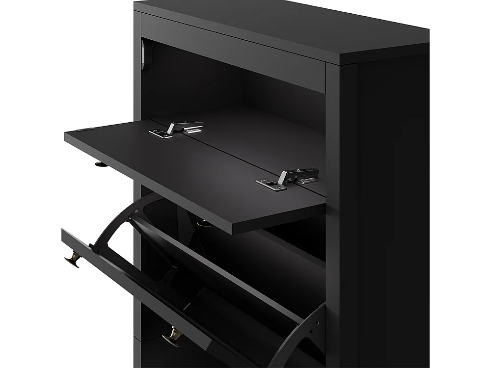 Armoire à chaussures noir 60x23.5x153 aron