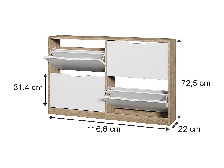 Schuhkipper sonoma/weiß 116.6x22x72.5 luca