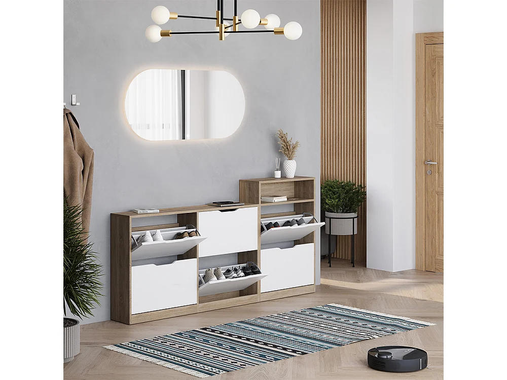 Schuhkipper sonoma/weiß 116.6x22x72.5 luca