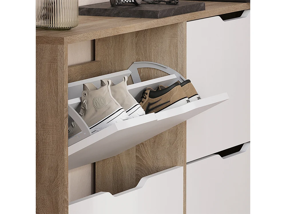 Benne à chaussures sonoma/blanc 116.6x22x72.5 luca