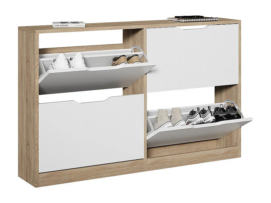 Benne à chaussures sonoma/blanc 116.6x22x72.5 luca