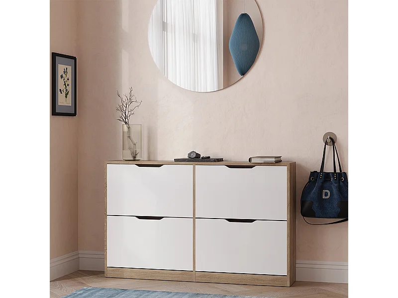 Scarpiera da ingresso sonoma/bianco 116.6x22x72.5 luca