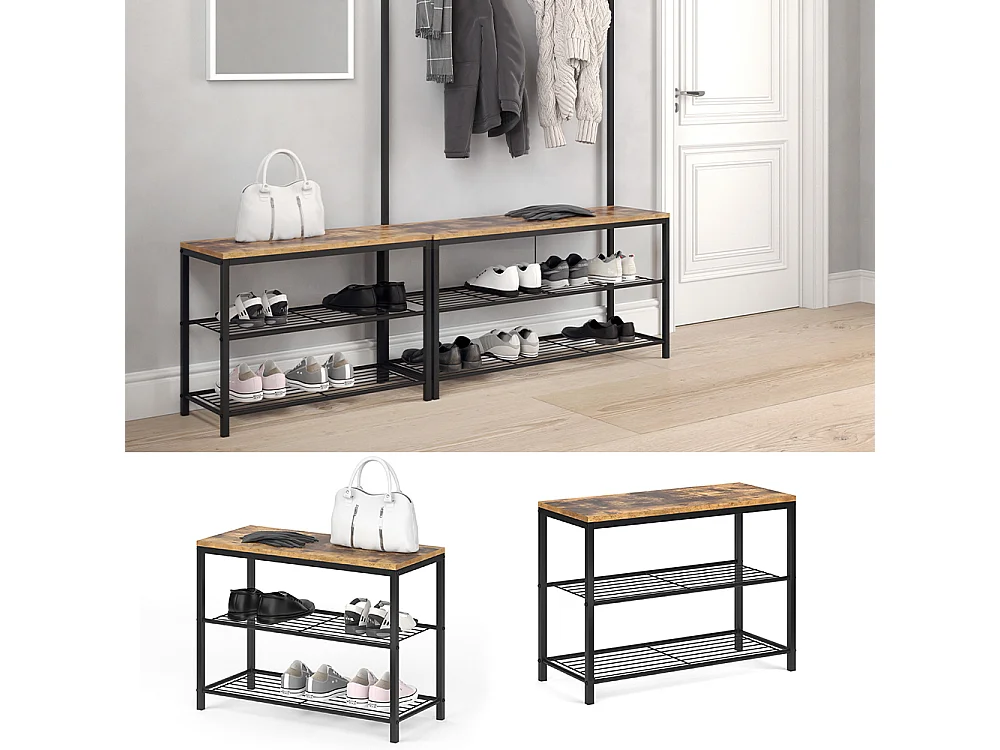 Banc pour chaussures bois antique 70x30x51.5 fyrk