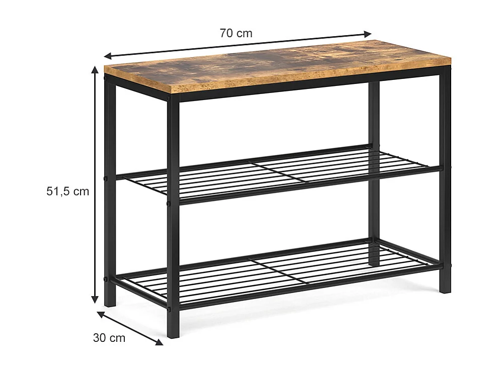 Banc pour chaussures bois antique 70x30x51.5 fyrk