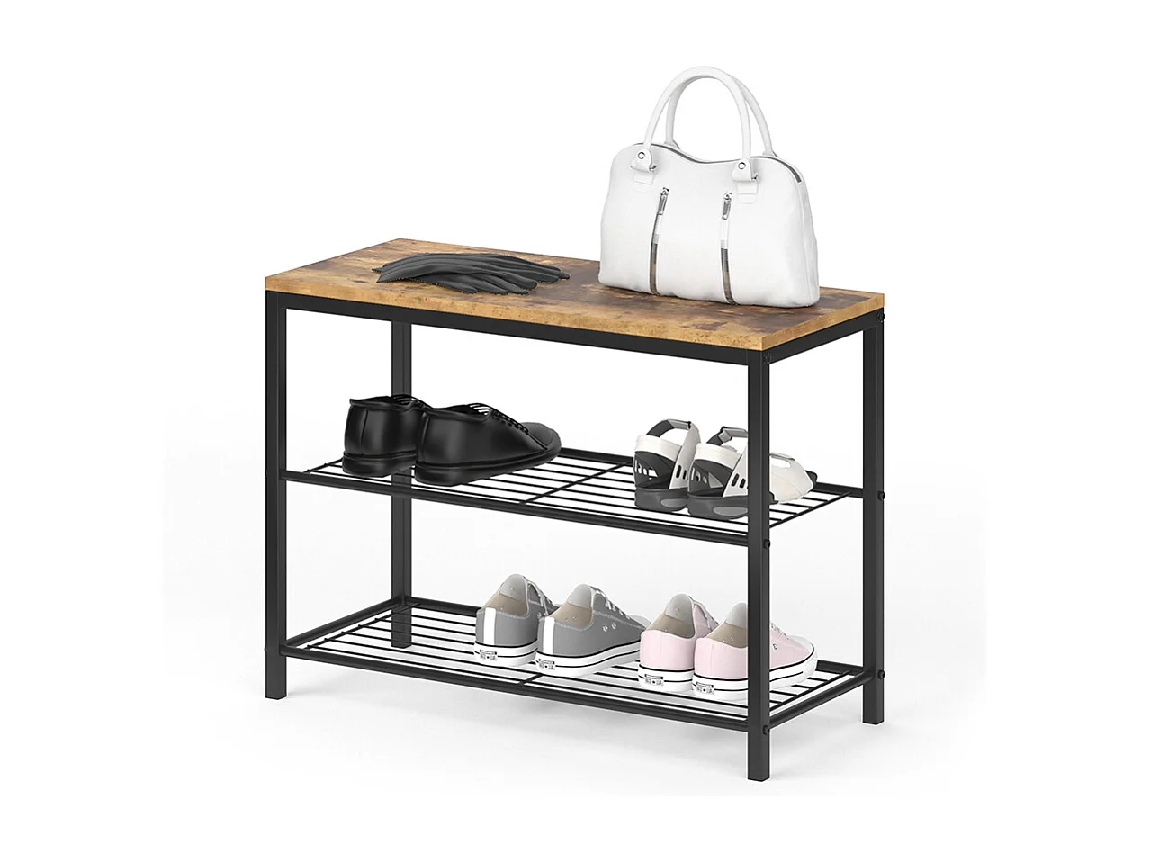 Banc pour chaussures bois antique 70x30x51.5 fyrk