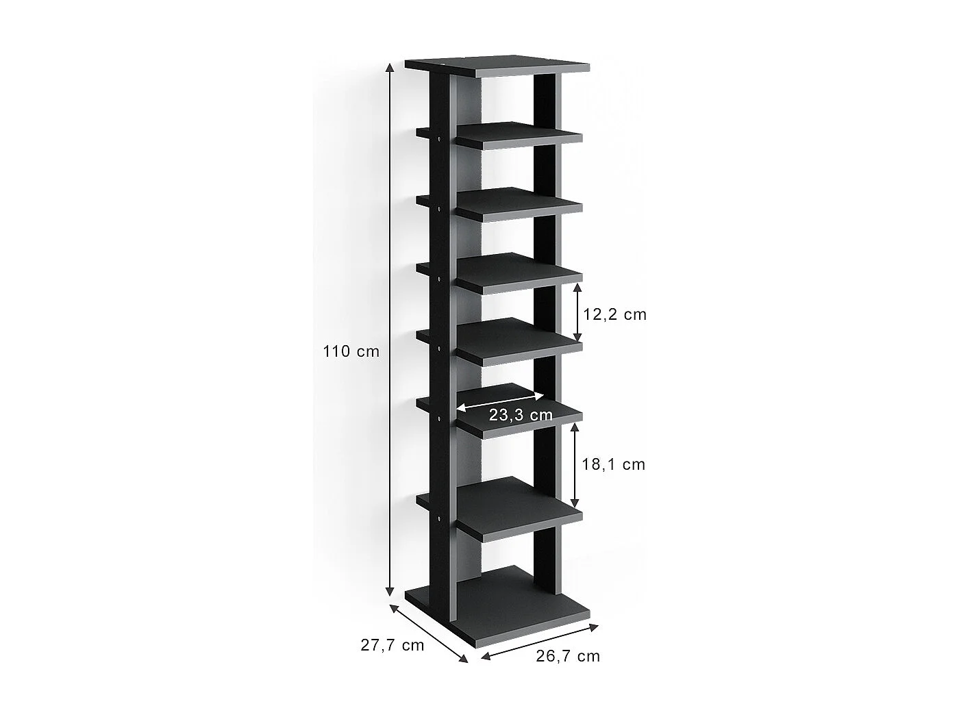 Armoire à chaussures anthracite 26.7x27.7x110 sara