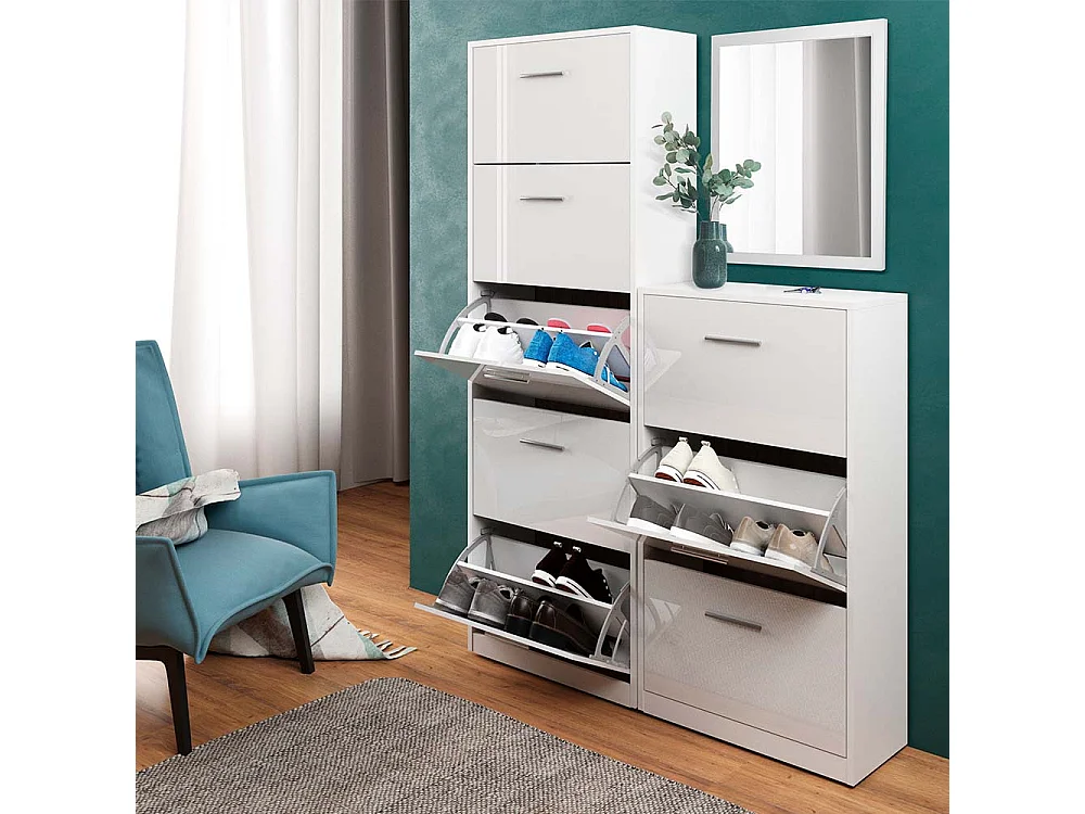 Schuhkipper weiß hochglanz 59x22x105 gizmo