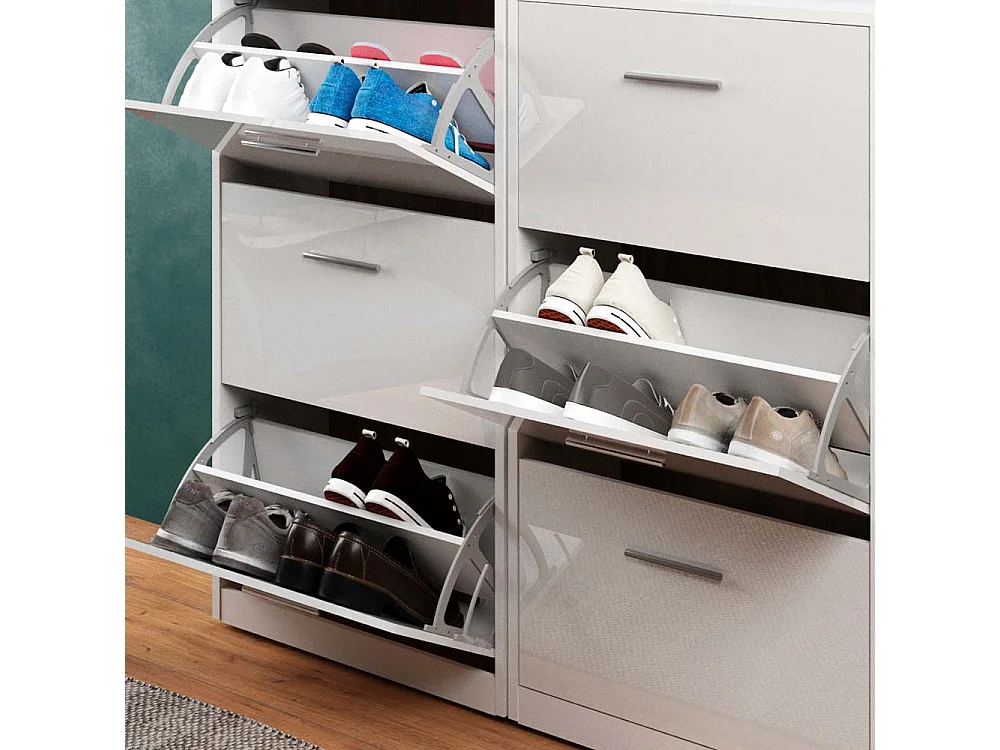 Benne à chaussures blanc haute brillance 59x22x105 gizmo