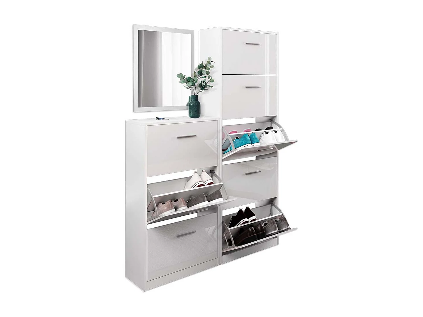 Benne à chaussures blanc haute brillance 59x22x105 gizmo