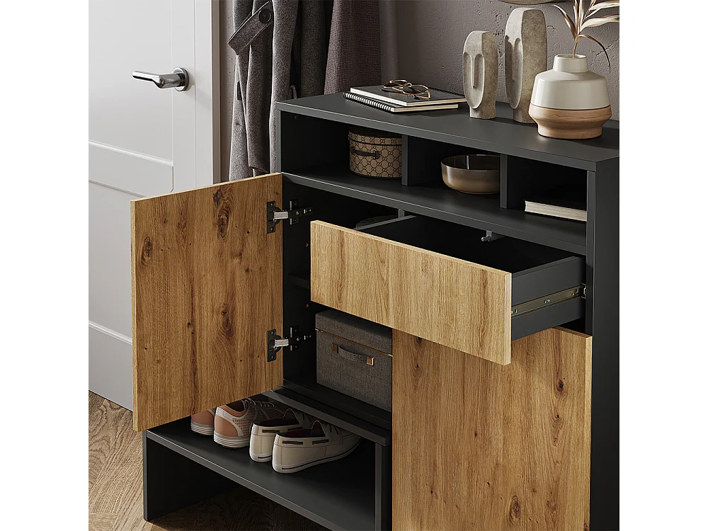 Schuhschrank grau 124.5x35x102 selena