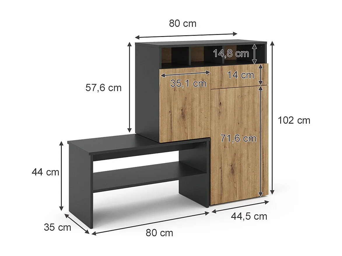 Armoire à chaussures gris 124.5x35x102 selena
