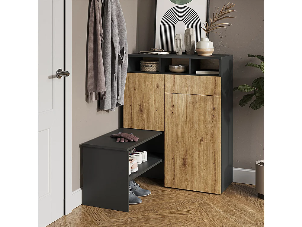 Armoire à chaussures gris 124.5x35x102 selena