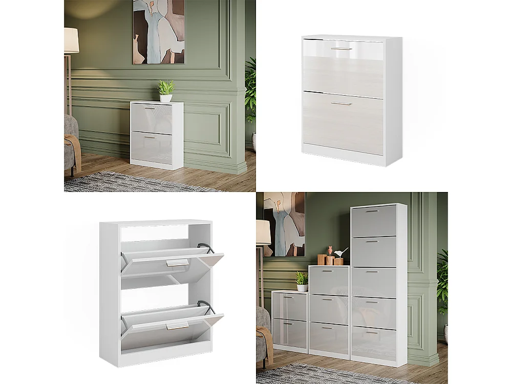 Schuhschrank weiß hochglanz 59x22x72.5 gizmo