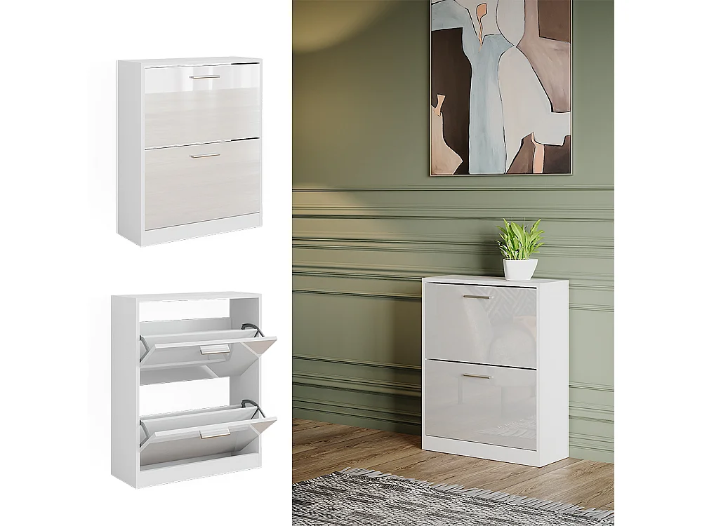 Armoire à chaussures blanc haute brillance 59x22x72.5 gizmo