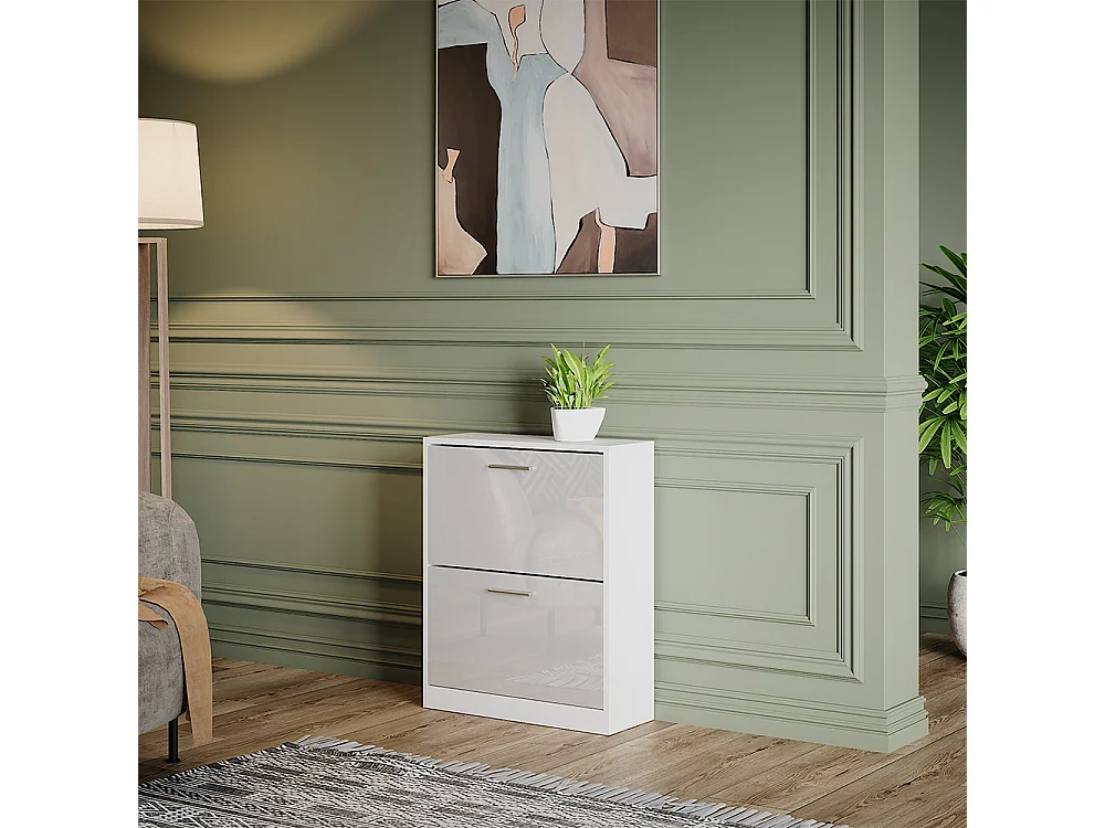Armoire à chaussures blanc haute brillance 59x22x72.5 gizmo
