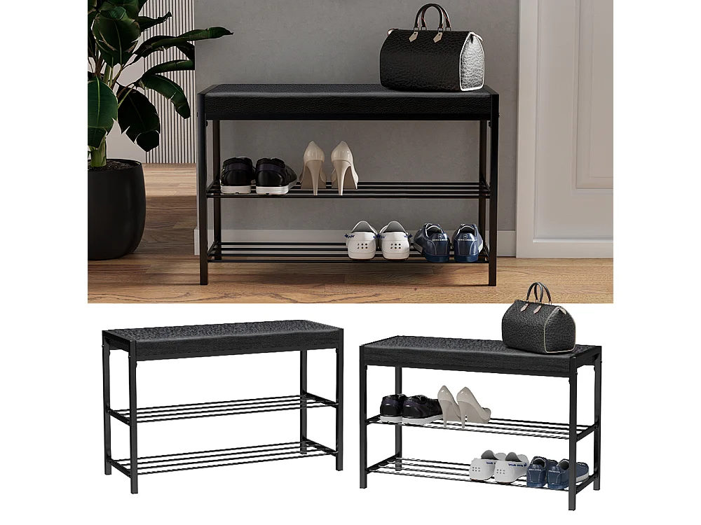 Schuhbank schwarz 80x30x52 borneo