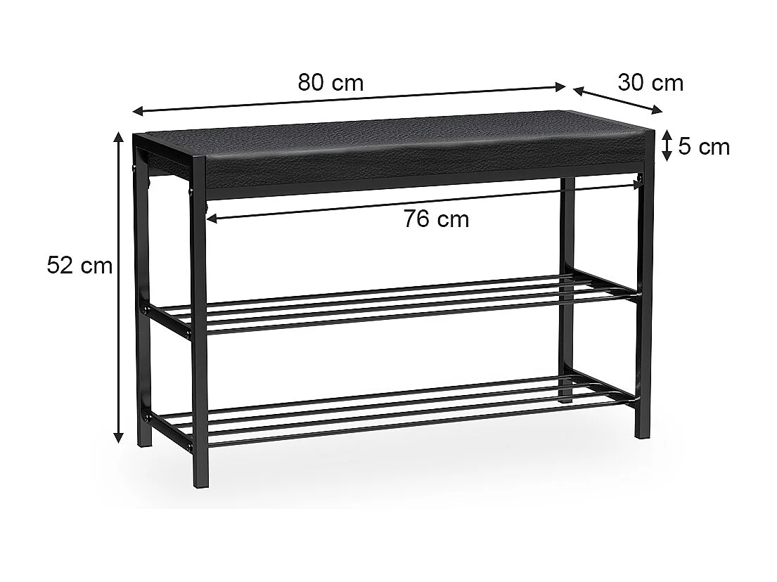 Schuhbank schwarz 80x30x52 borneo