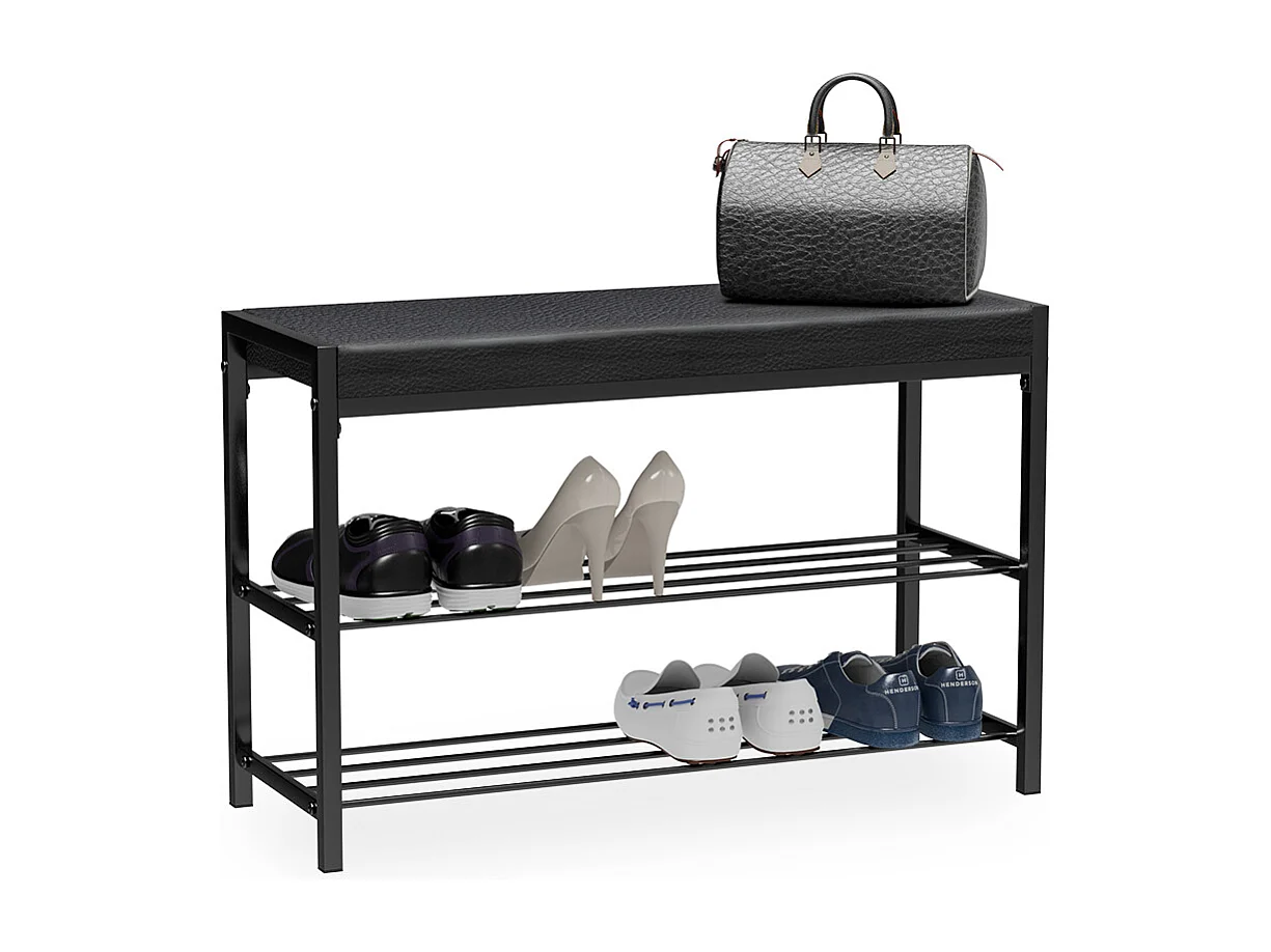 Schuhbank schwarz 80x30x52 borneo