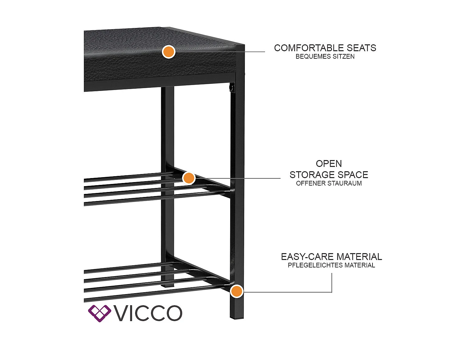 Schuhbank preto 80x30x52 borneo