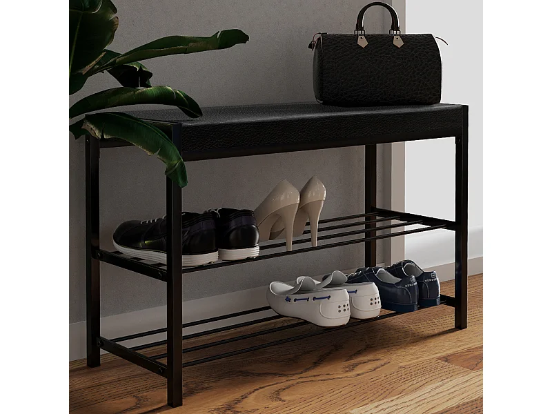 Schuhbank schwarz 80x30x52 borneo