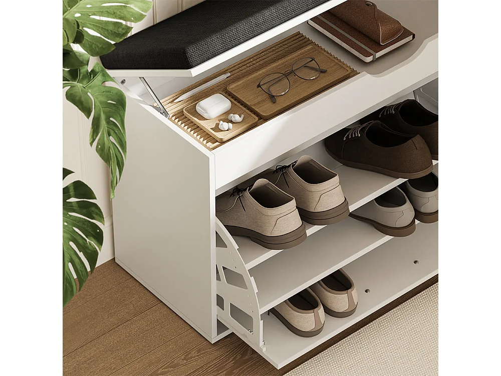 Banc pour chaussures blanc/noir 90x30x50 solino