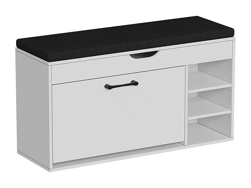Banc pour chaussures blanc/noir 90x30x50 solino