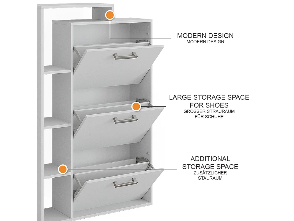 Schuhkommode  weiß 80x24.2x128.3 orlando