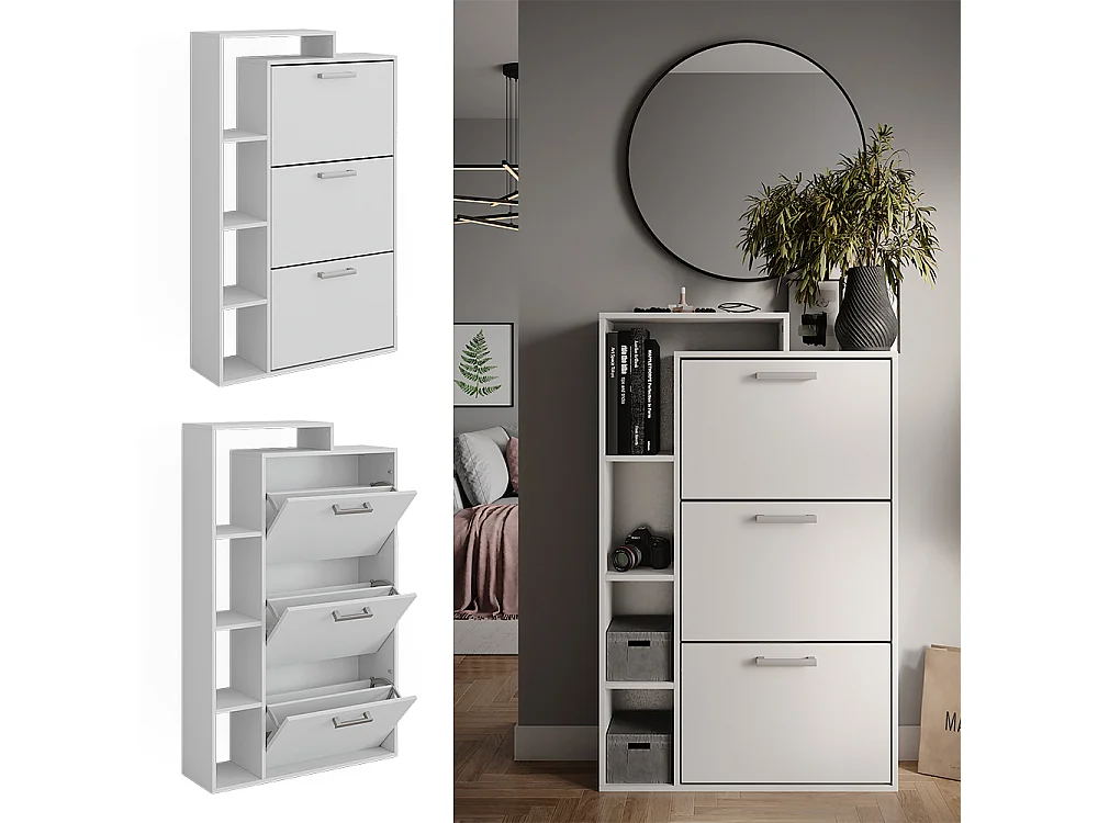Meuble à chaussure blanc 80x24.2x128.3 orlando