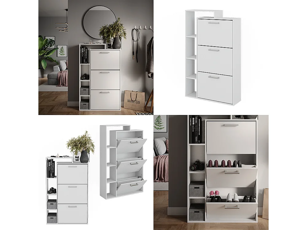 Meuble à chaussure blanc 80x24.2x128.3 orlando