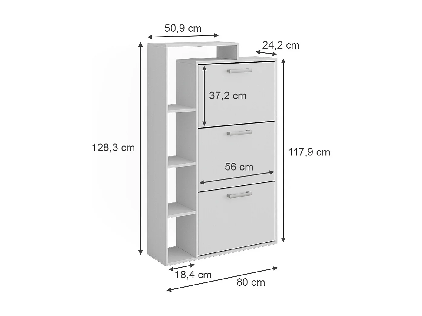 Meuble à chaussure blanc 80x24.2x128.3 orlando