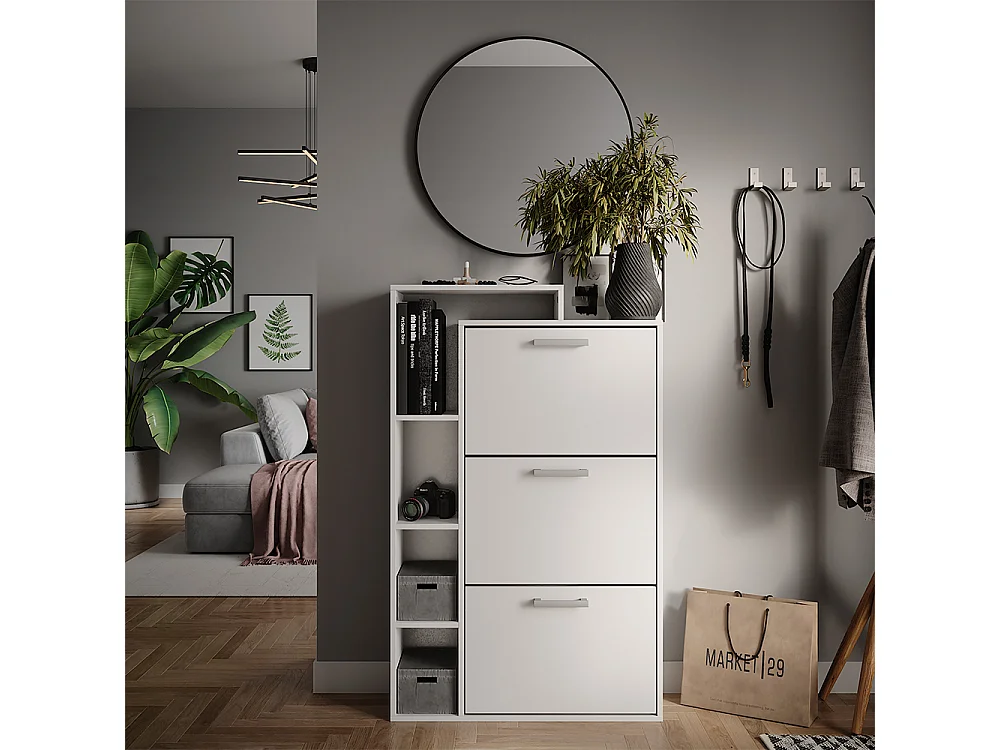 Meuble à chaussure blanc 80x24.2x128.3 orlando