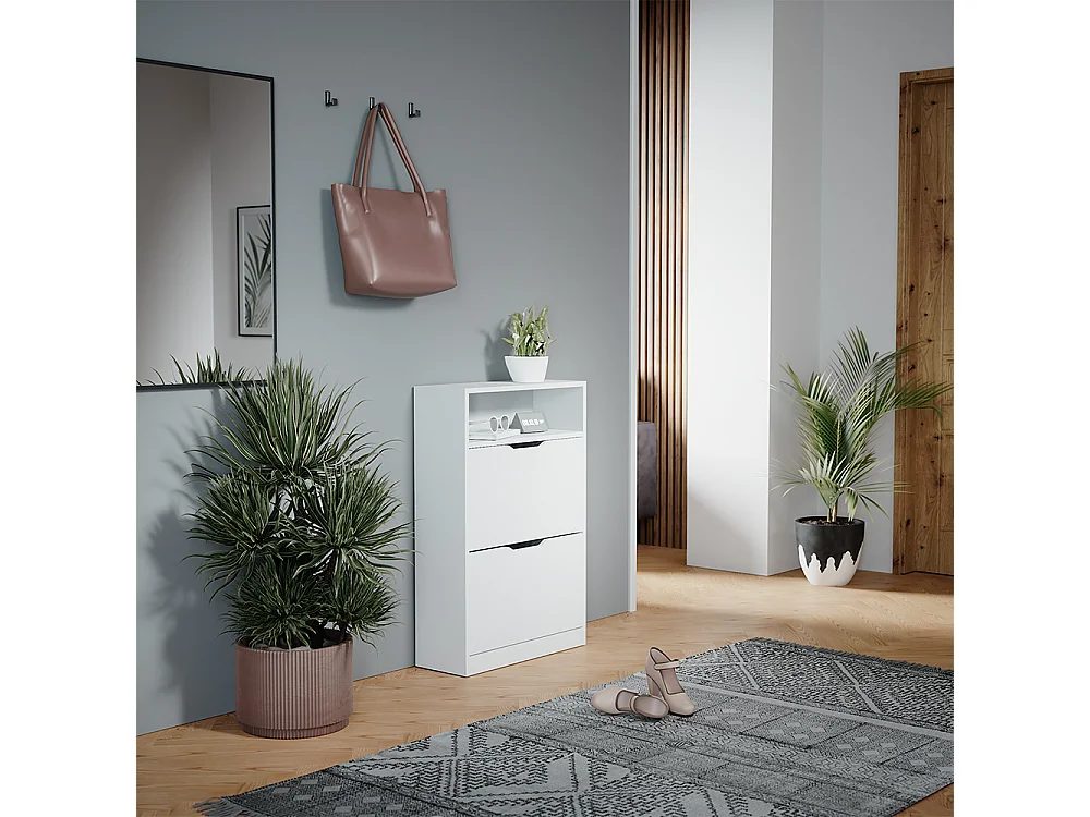 Meuble à chaussure blanc 59x22x89.5 luca