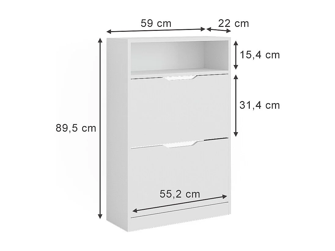 Meuble à chaussure blanc 59x22x89.5 luca