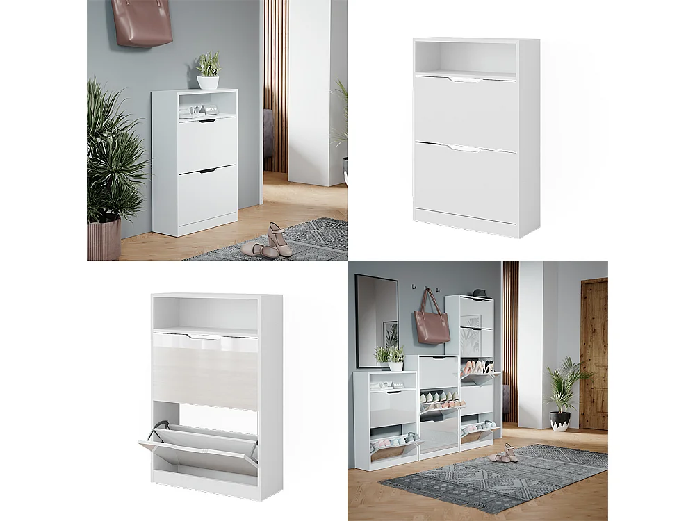 Meuble à chaussure blanc 59x22x89.5 luca