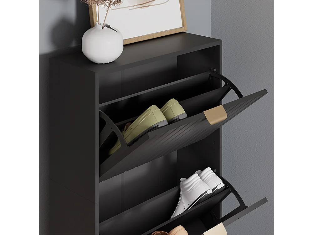 Armoire à chaussures noir 60x23.5x128.5 helge