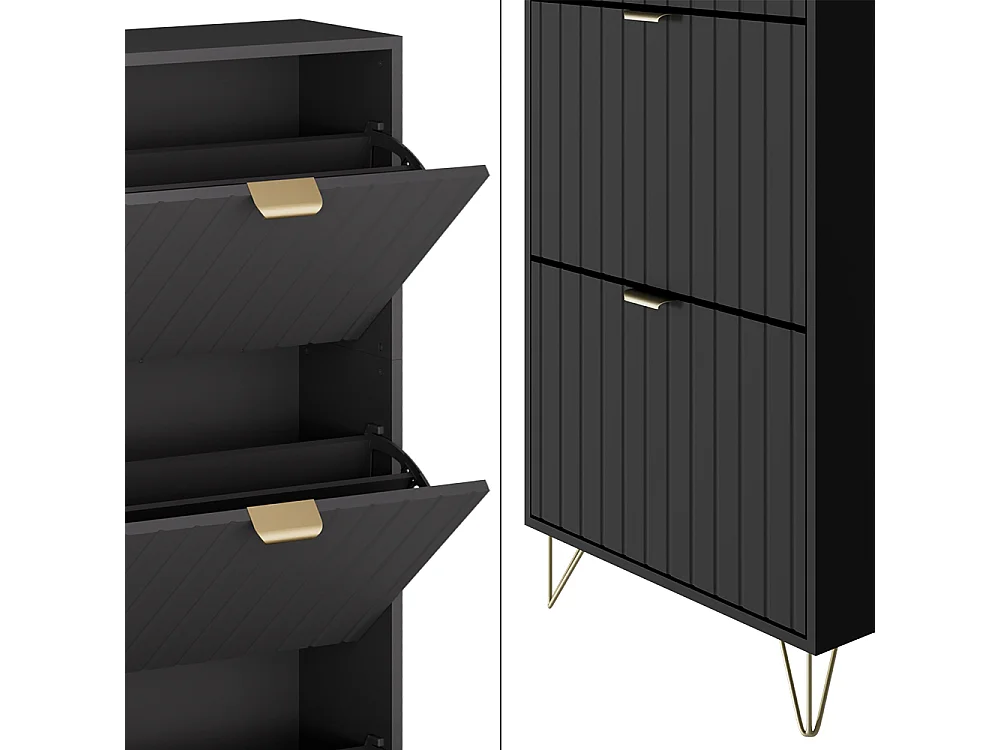 Armoire à chaussures noir 60x23.5x128.5 helge