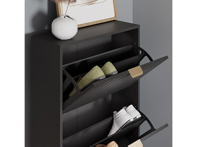 Armario para zapatos negro 60x23.5x128.5 helge