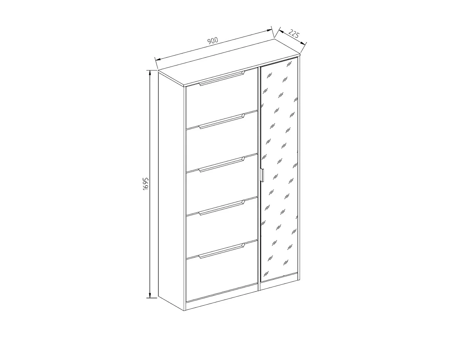 Meuble à chaussure blanc 22x59x169 luca