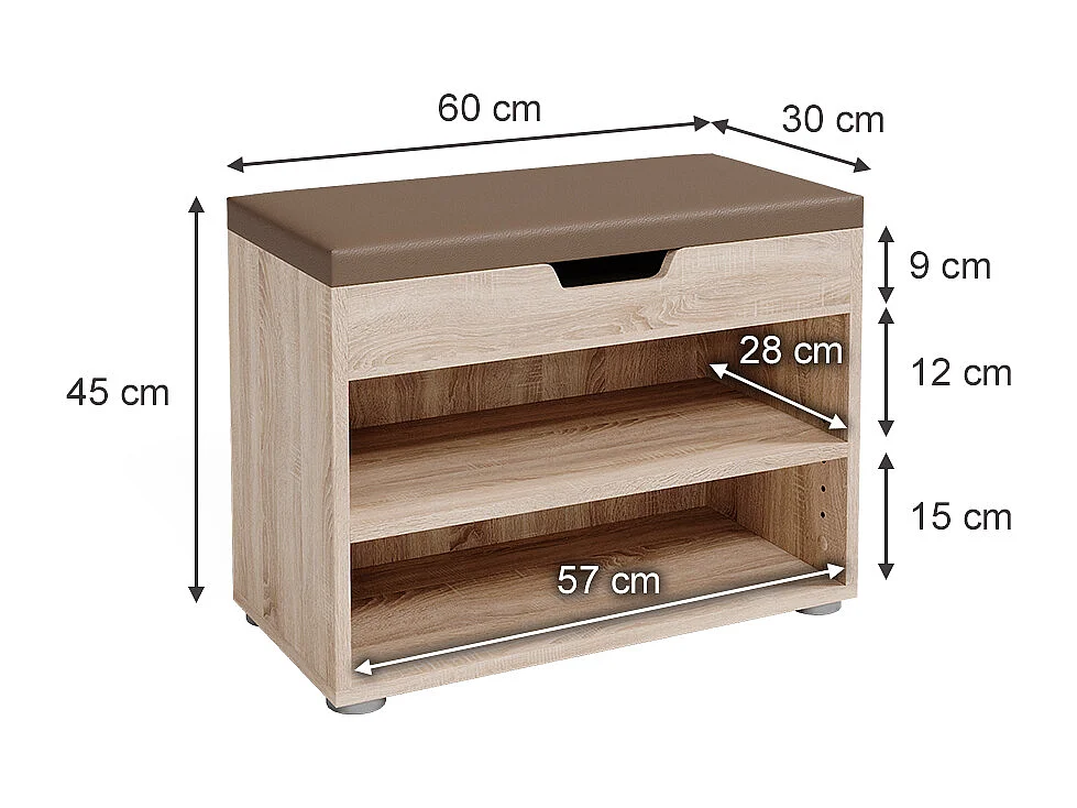 Banco para zapatos sonoma 60x30x45 rolfe