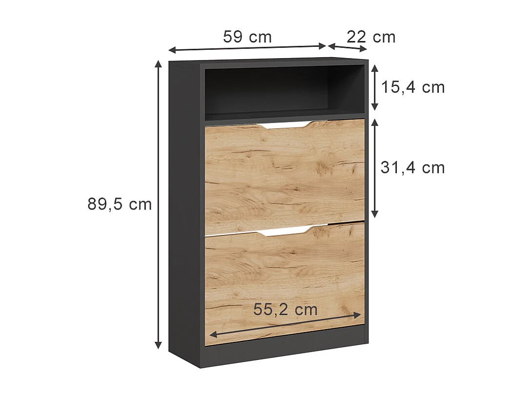 Wywrotka do butów antracyt/złoty dąb 59x22x89.5 luca