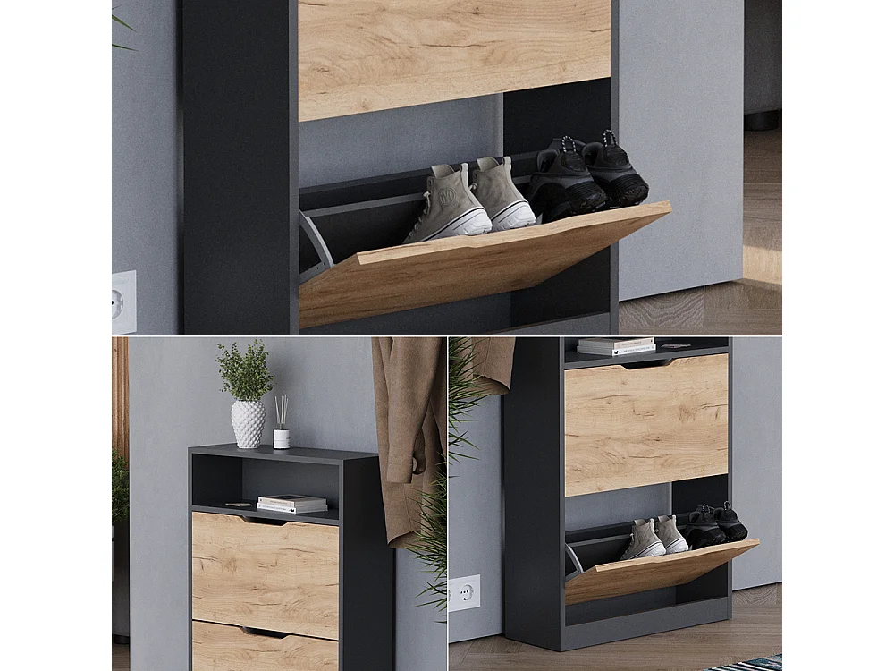 Wywrotka do butów antracyt/złoty dąb 59x22x89.5 luca