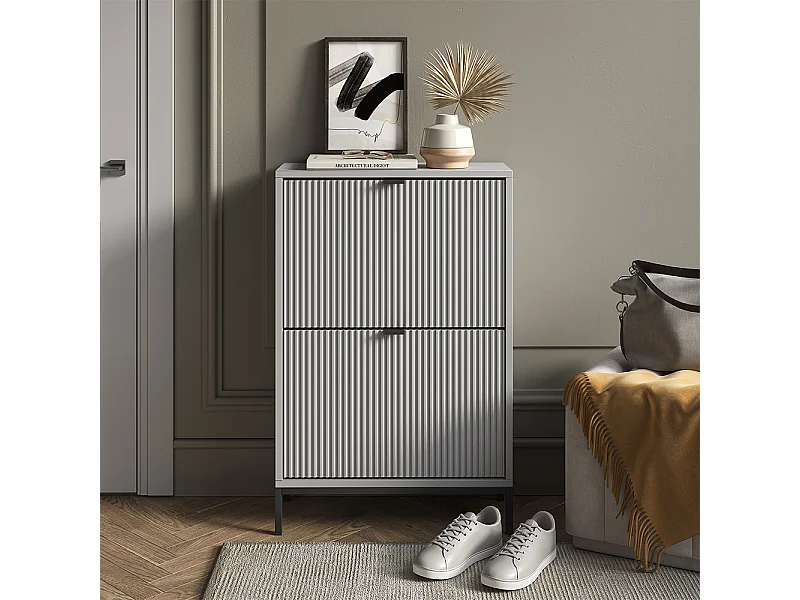 Schuhkipper grau 60x24x92 eliza