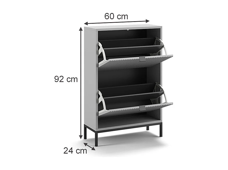 Benne à chaussures gris 60x24x92 eliza