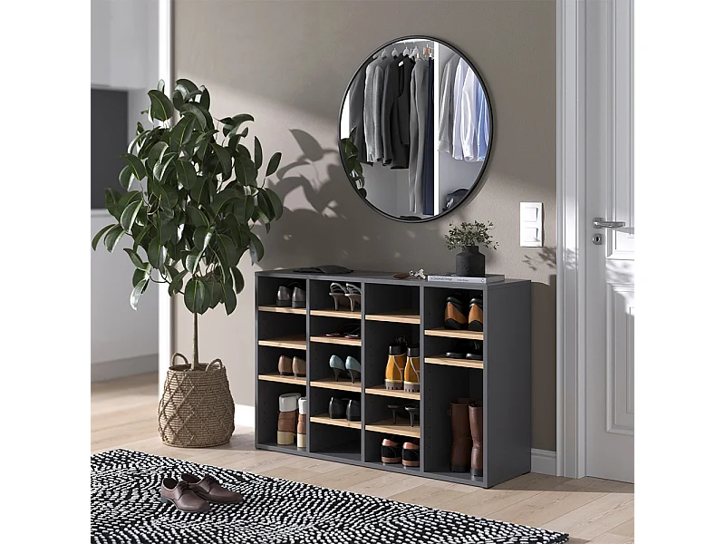 Armoire à chaussures chêne de force doré 104x33x65.5 lysander