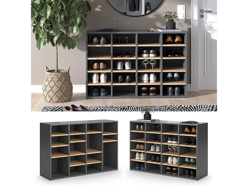 Armoire à chaussures chêne de force doré 104x33x65.5 lysander