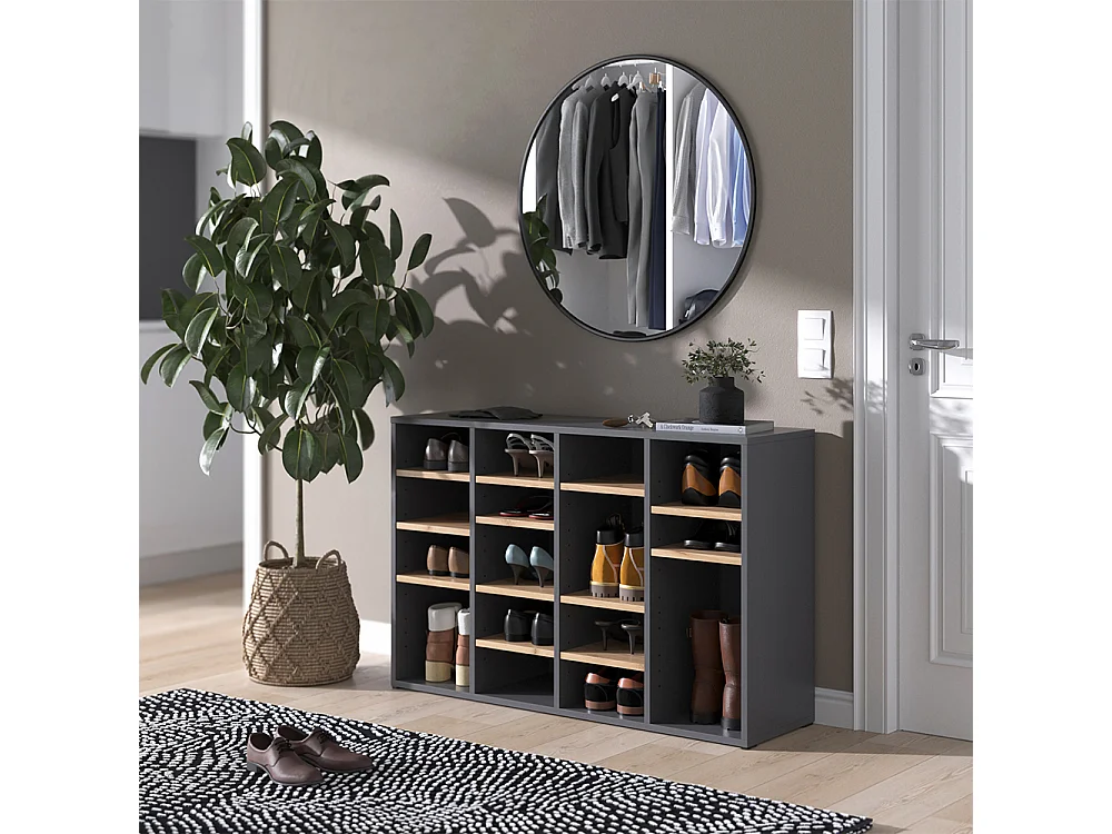 Armoire à chaussures chêne de force doré 104x33x65.5 lysander